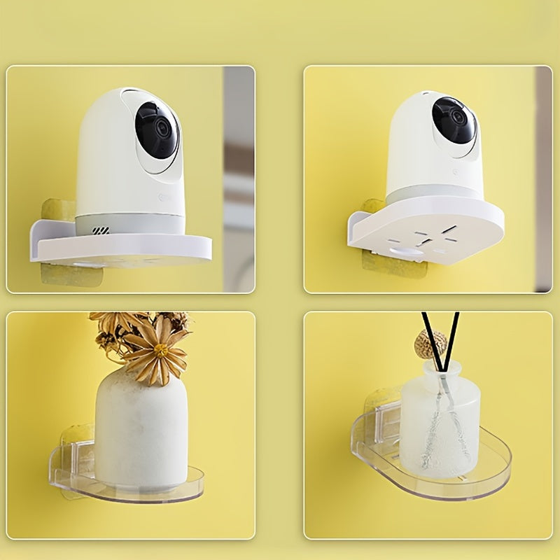 Wall Hanging Floating Shelf for Living Room Storage - Classic Style Plastic Holder for Routers, Cameras, Projectors - No-Drill Universal Mounting Tray for Home Organization - TopTrendingCart.com