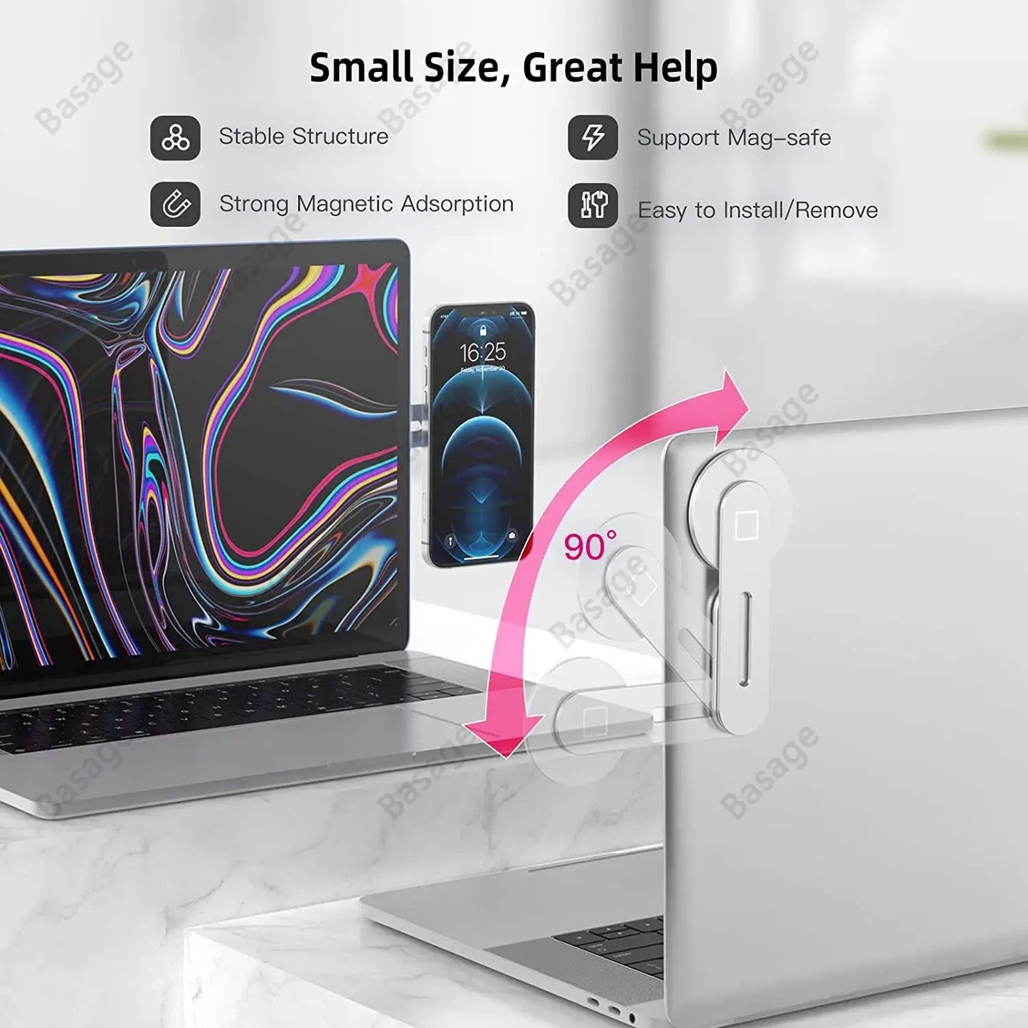 Magnetic Phone Holder for Laptop, Adjustable Desktop Monitor Laptop Phone Side Mount,Foldable Computer Monitor Expansion Bracket - TopTrendingCart.com