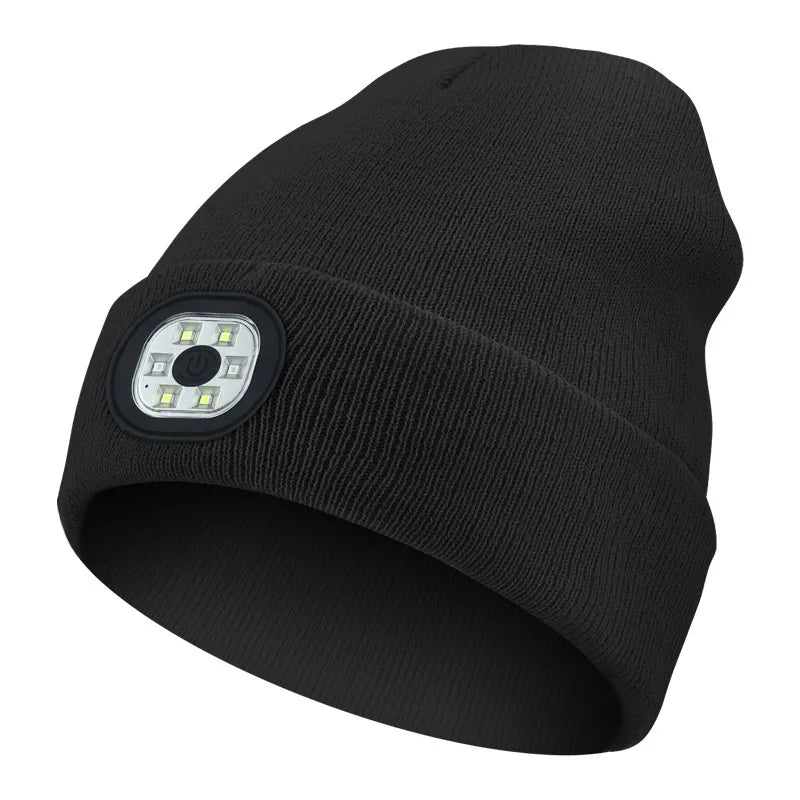 Led Light Knitted Hat Warm Elastic Beanie Autumn Winter Outdoor Sports Night Hiking Fishing Camping Glow Bonnet Unisex Headlight - TopTrendingCart.com