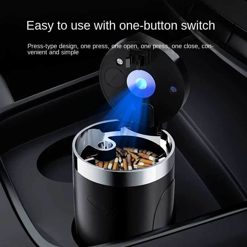 Car Ashtray with Metal Lining and LED Light - TopTrendingCart.com