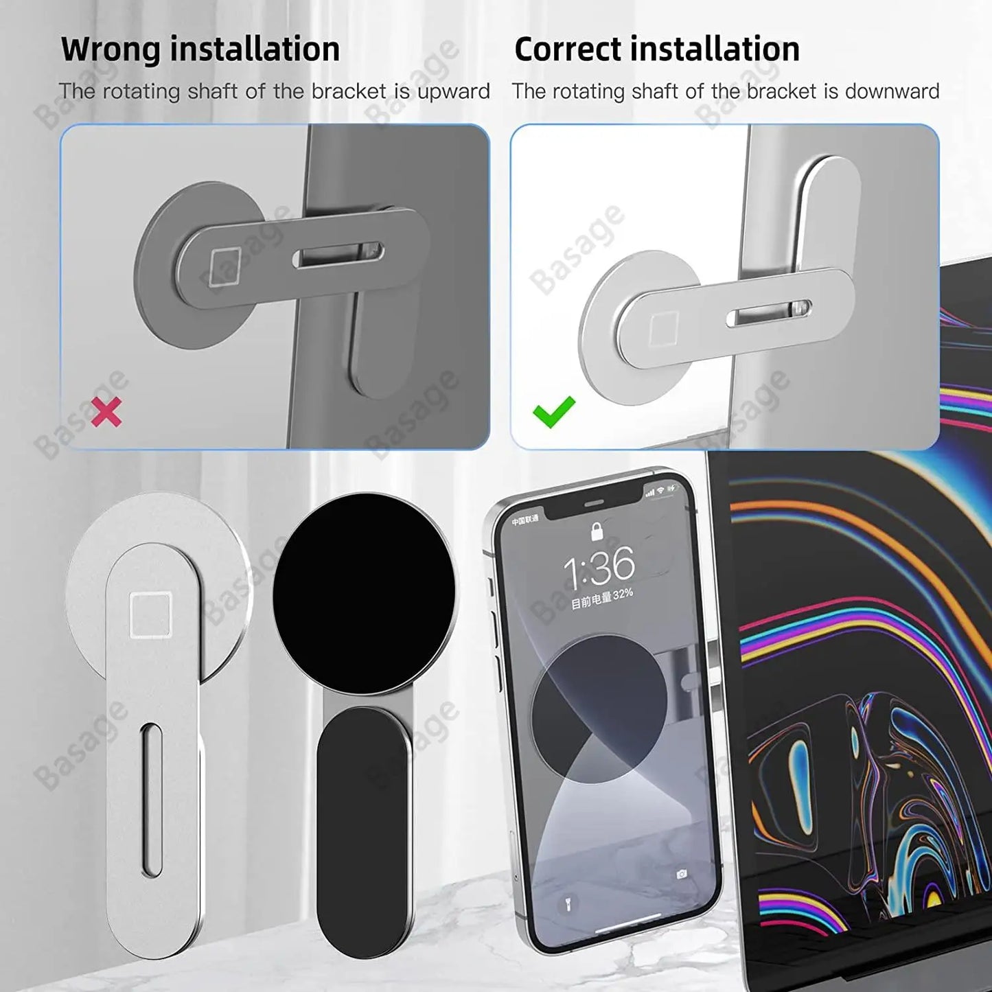 Magnetic Phone Holder for Laptop, Adjustable Desktop Monitor Laptop Phone Side Mount,Foldable Computer Monitor Expansion Bracket - TopTrendingCart.com