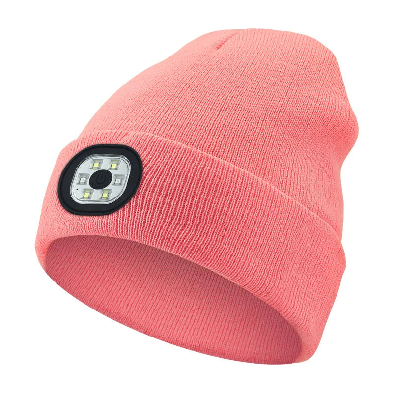 Led Light Knitted Hat Warm Elastic Beanie Autumn Winter Outdoor Sports Night Hiking Fishing Camping Glow Bonnet Unisex Headlight - TopTrendingCart.com