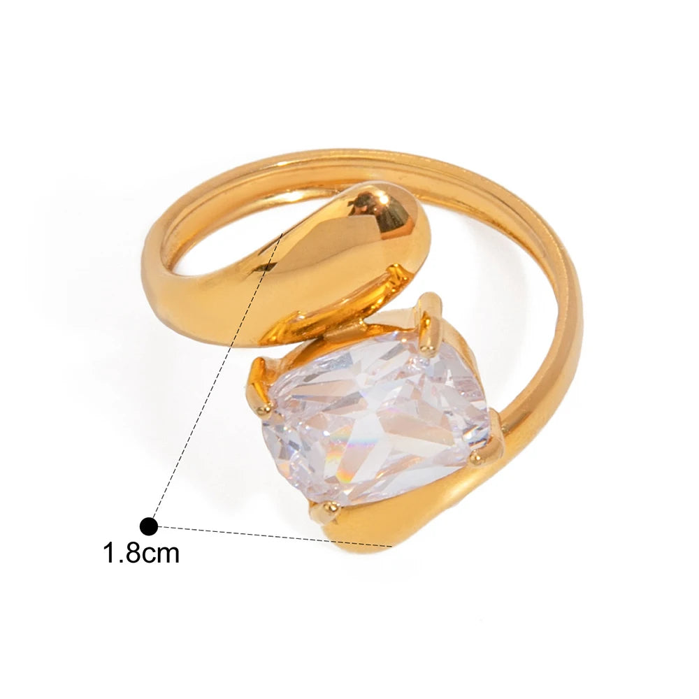 Stainless Steel Water Drop Shaped Zircon Ring - TopTrendingCart.com