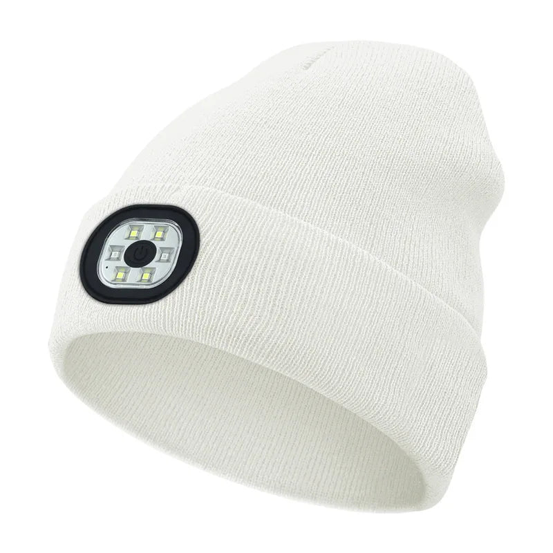 Led Light Knitted Hat Warm Elastic Beanie Autumn Winter Outdoor Sports Night Hiking Fishing Camping Glow Bonnet Unisex Headlight - TopTrendingCart.com