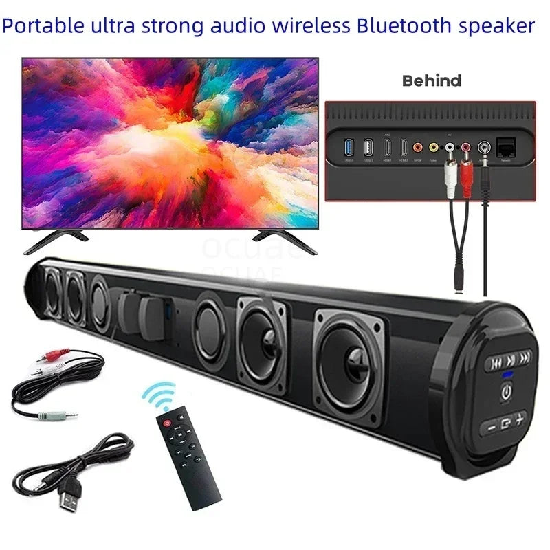 Portable Super Powerful Sound Bar Wireless Bluetooth Speaker Surround Stereo Home TV Sound Box Subwoofer FM Radio Caixa De Som