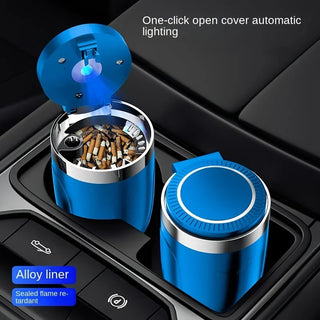 Car Ashtray with Lid | Lining & LED Light | TopTrendingCart