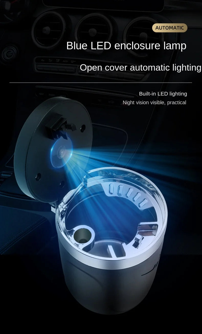 Car Ashtray with Metal Lining and LED Light - TopTrendingCart.com