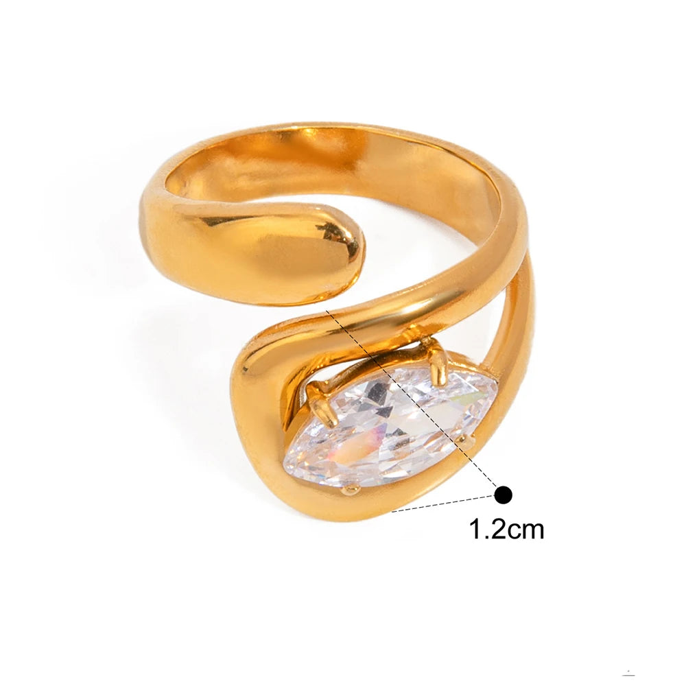 Stainless Steel Water Drop Shaped Zircon Ring - TopTrendingCart.com