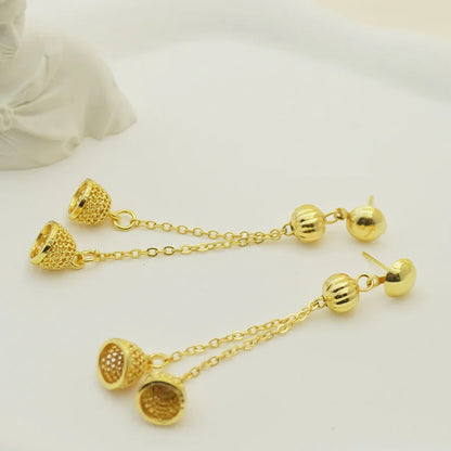24K gold-plated two-piece jewelry set, Dubai jewelry, India, twisted geometric necklace earrings, bridal party gift - TopTrendingCart.com