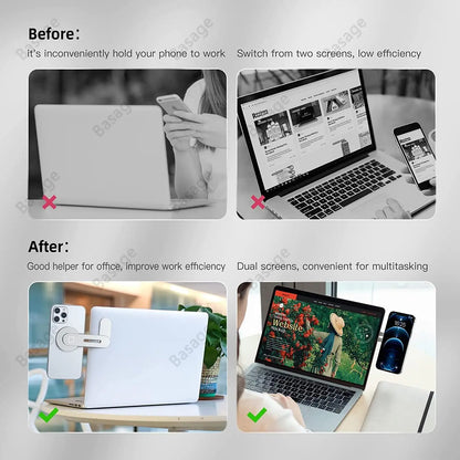 Magnetic Phone Holder for Laptop, Adjustable Desktop Monitor Laptop Phone Side Mount,Foldable Computer Monitor Expansion Bracket - TopTrendingCart.com