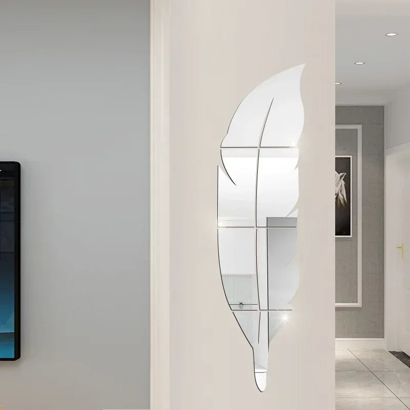3D Dancing Feathers Mirror Wall Stickers - TopTrendingCart.com