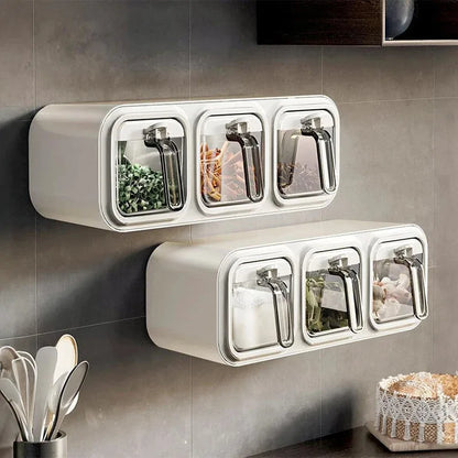 Kitchen Seasoning Box Wall Mounted Organizer Boxes Condiment Door Storage and Organization Jars for Spices Home Gadgets & Garden - TopTrendingCart.com