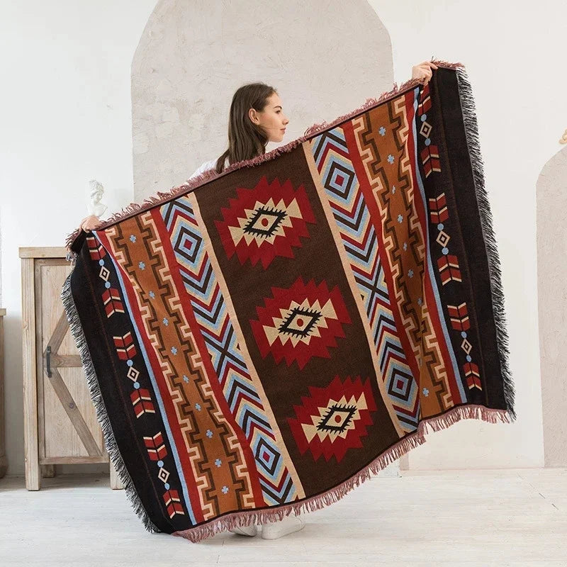 Ethnic Bohemian Mexico Blankets Outdoor Beach Picnic Blanket Striped Boho Linen Bed Blankets Plaid Sofa Mats Travel Rug Tassels - TopTrendingCart.com