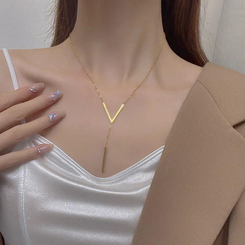 V-shaped Long Sexy Clavicle Necklace - TopTrendingCart.com