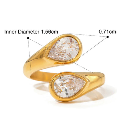Stainless Steel Water Drop Shaped Zircon Ring - TopTrendingCart.com