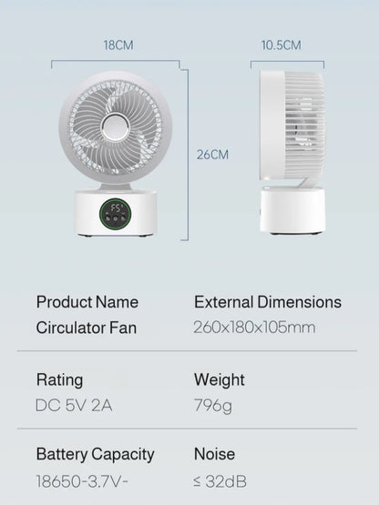 Smart USB Household Air Circulation Fan Outdoor Desktop Shaking Cooling Fan Office Dormitory Student Portable Silent Table Fan