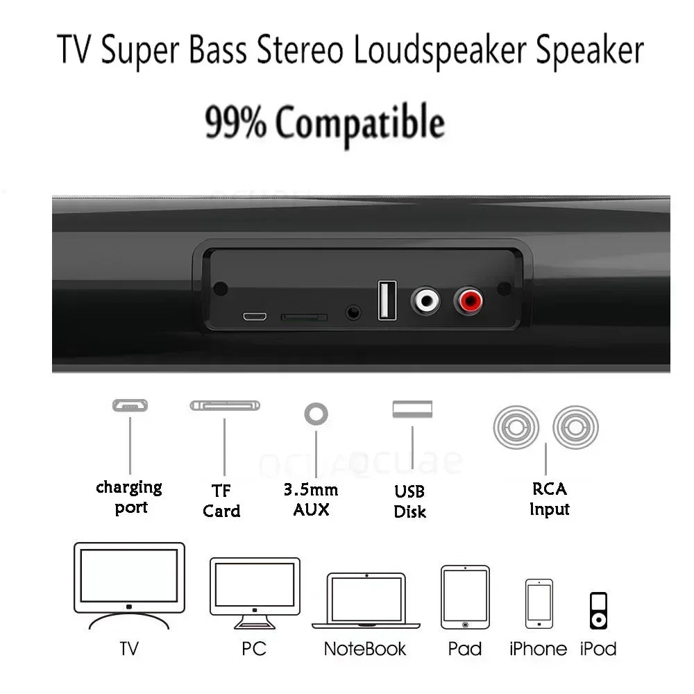 Portable Super Powerful Sound Bar Wireless Bluetooth Speaker Surround Stereo Home TV Sound Box Subwoofer FM Radio Caixa De Som