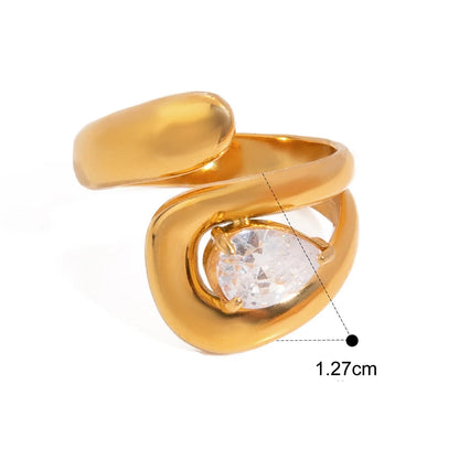 Stainless Steel Water Drop Shaped Zircon Ring - TopTrendingCart.com