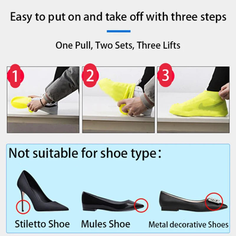 Reusable Waterproof Rain Shoes Covers Silicone Outdoor Rain Boot Overshoes Walking Shoes Accessories Reusable Shoe Cover 1Pair - TopTrendingCart.com
