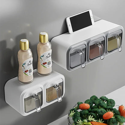 Kitchen Seasoning Box Wall Mounted Organizer Boxes Condiment Door Storage and Organization Jars for Spices Home Gadgets & Garden - TopTrendingCart.com