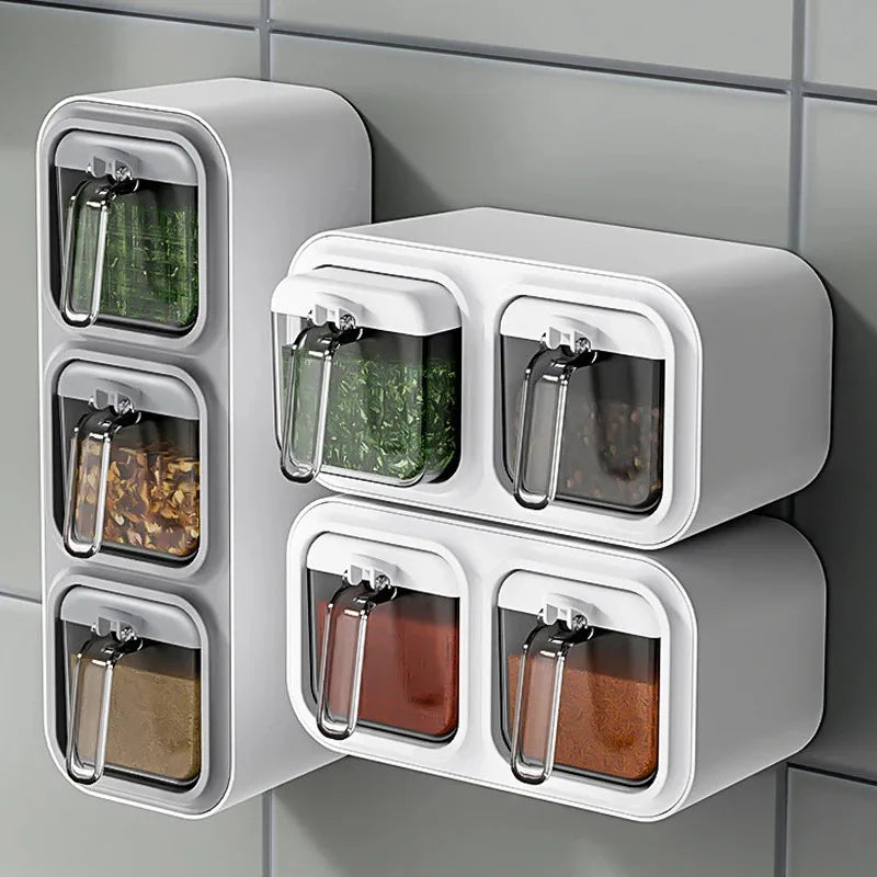 Kitchen Seasoning Box Wall Mounted Organizer Boxes Condiment Door Storage and Organization Jars for Spices Home Gadgets & Garden - TopTrendingCart.com