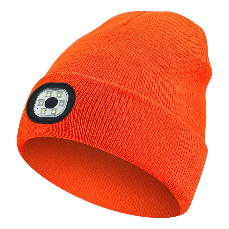 Led Light Knitted Hat Warm Elastic Beanie Autumn Winter Outdoor Sports Night Hiking Fishing Camping Glow Bonnet Unisex Headlight - TopTrendingCart.com