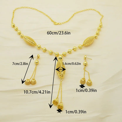 24K gold-plated two-piece jewelry set, Dubai jewelry, India, twisted geometric necklace earrings, bridal party gift - TopTrendingCart.com