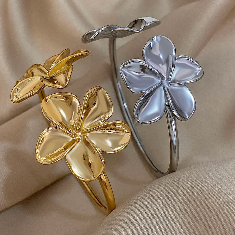 Flower Cuff Bracelet | Elegant Bangle Jewelry | TopTrendingCart