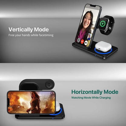 3-in-1 Foldable 30W LED Fast Wireless Charger Stand - TopTrendingCart.com
