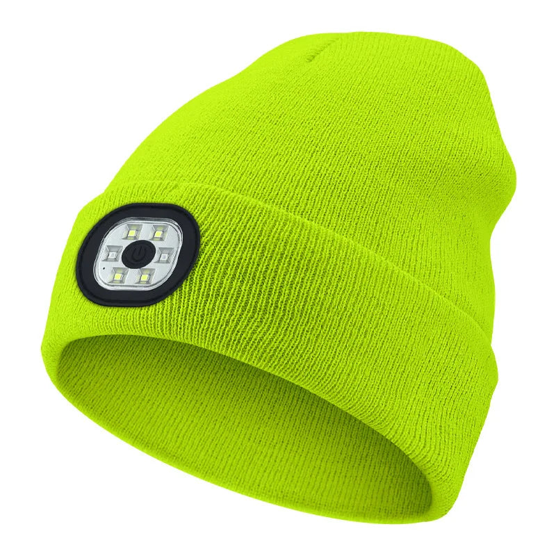 Led Light Knitted Hat Warm Elastic Beanie Autumn Winter Outdoor Sports Night Hiking Fishing Camping Glow Bonnet Unisex Headlight - TopTrendingCart.com
