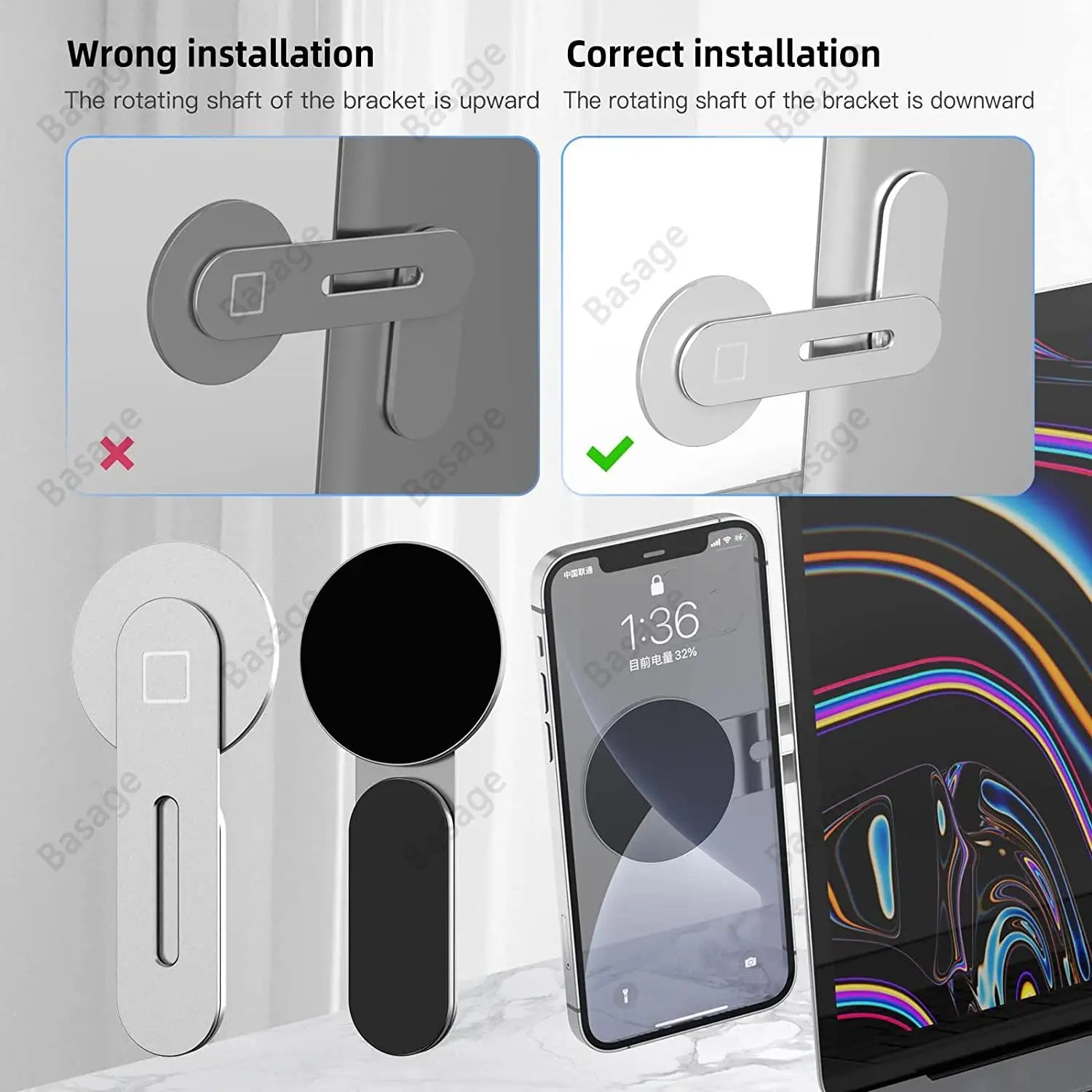 Magnetic Phone Holder for Laptop, Adjustable Desktop Monitor Laptop Phone Side Mount,Foldable Computer Monitor Expansion Bracket - TopTrendingCart.com
