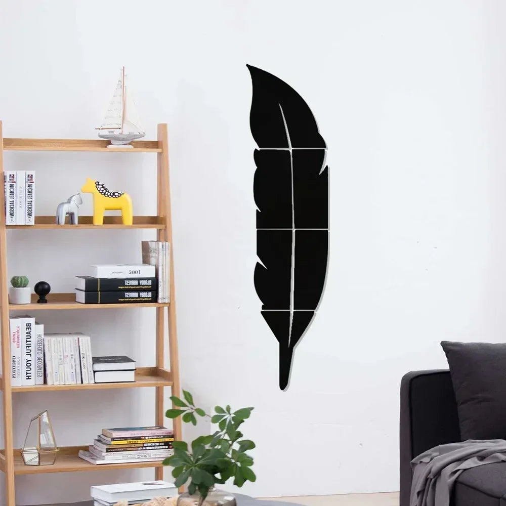 3D Dancing Feathers Mirror Wall Stickers - TopTrendingCart.com