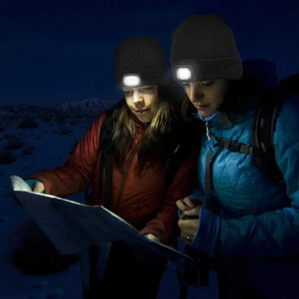 Led Light Knitted Hat Warm Elastic Beanie Autumn Winter Outdoor Sports Night Hiking Fishing Camping Glow Bonnet Unisex Headlight - TopTrendingCart.com