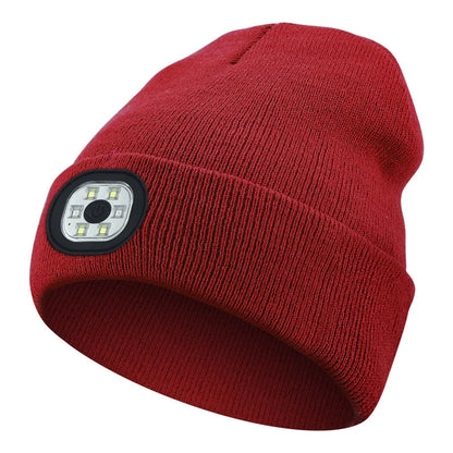 Led Light Knitted Hat Warm Elastic Beanie Autumn Winter Outdoor Sports Night Hiking Fishing Camping Glow Bonnet Unisex Headlight - TopTrendingCart.com