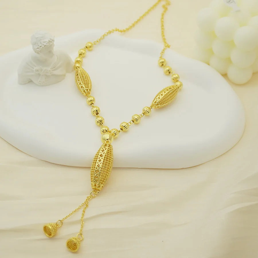 24K gold-plated two-piece jewelry set, Dubai jewelry, 