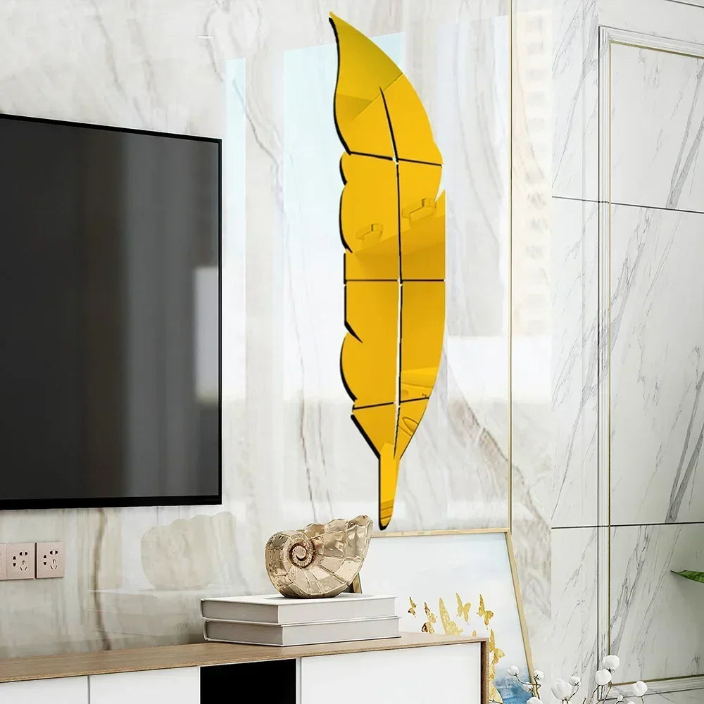 3D Dancing Feathers Mirror Wall Stickers - TopTrendingCart.com