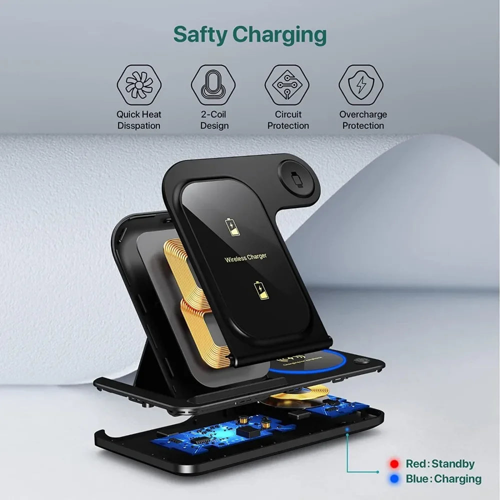 3-in-1 Foldable 30W LED Fast Wireless Charger Stand - TopTrendingCart.com