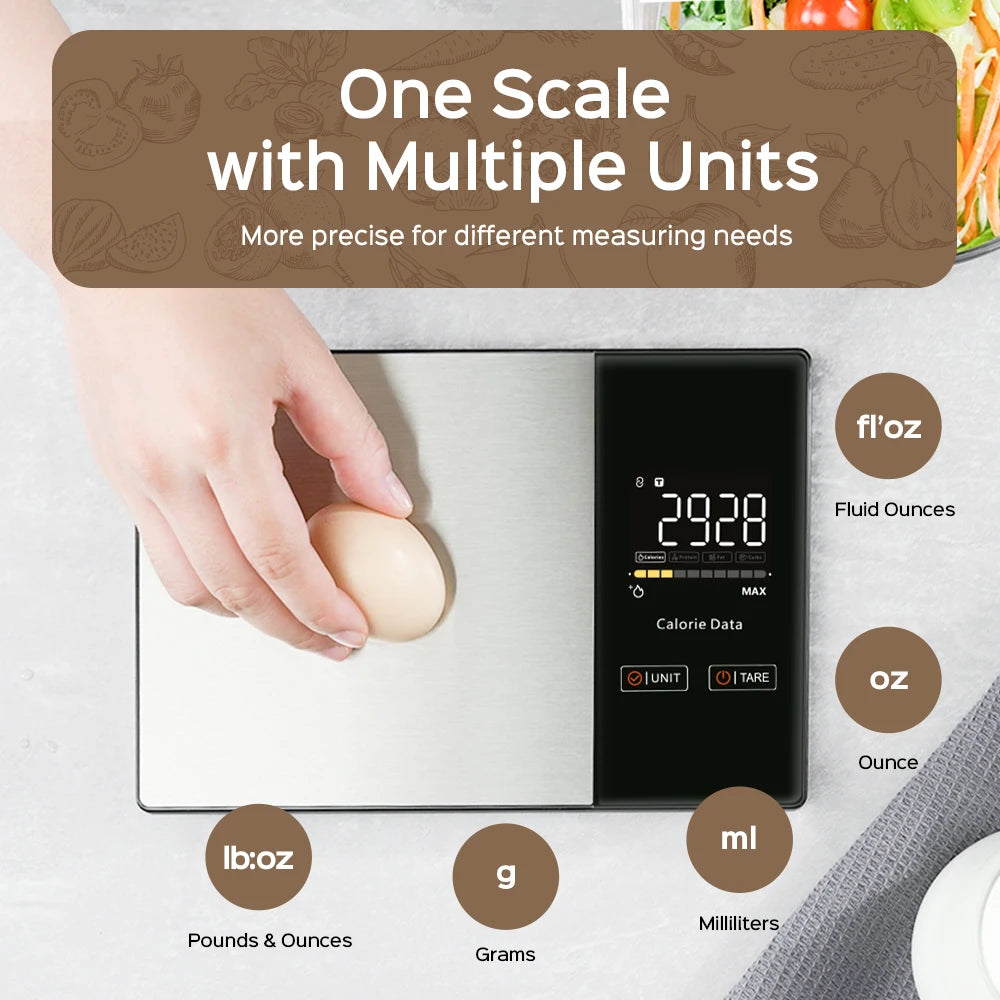 Digital Kitchen Scale 5kg Smart Food Scale Calories Calculator Nutrition Stainless Steel Kitchen Scale Smart Scale Kitchen Tool