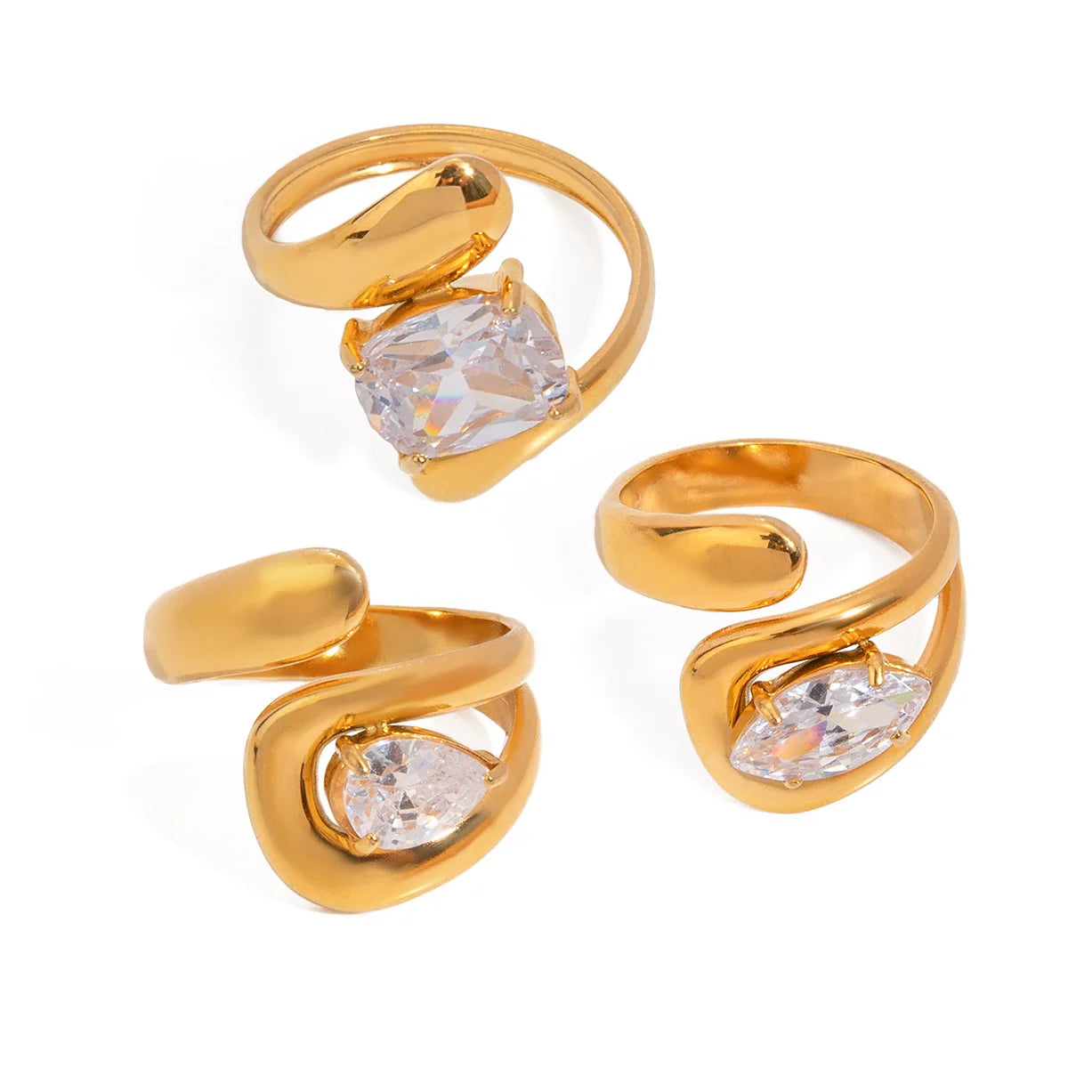 Stainless Steel Water Drop Shaped Zircon Ring - TopTrendingCart.com