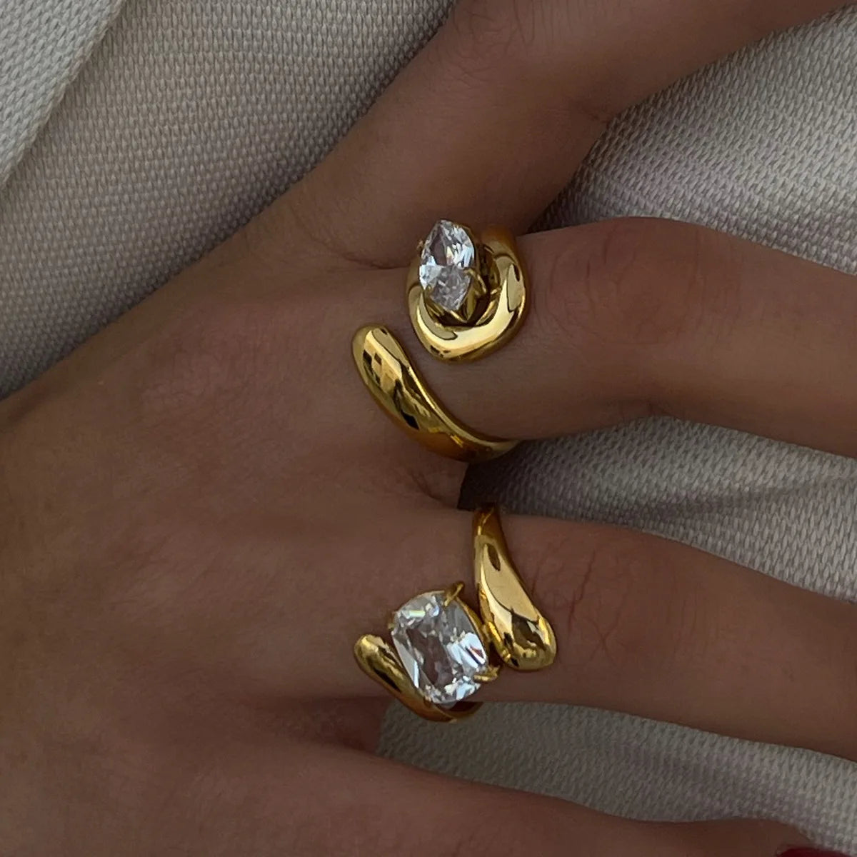 Stainless Steel Water Drop Shaped Zircon Ring - TopTrendingCart.com