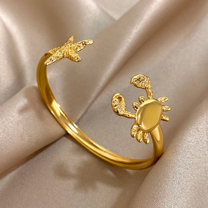 Stainless Steel Double Flower Cuff Bracelet Bangle - TopTrendingCart.com