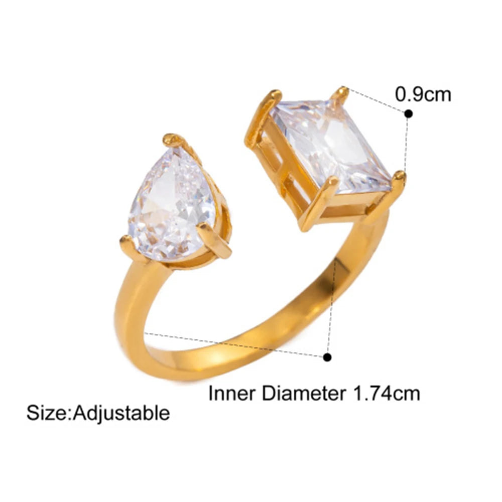 Stainless Steel Water Drop Shaped Zircon Ring - TopTrendingCart.com