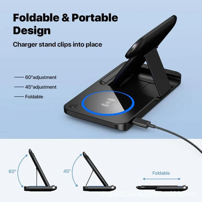 3-in-1 Foldable 30W LED Fast Wireless Charger Stand - TopTrendingCart.com