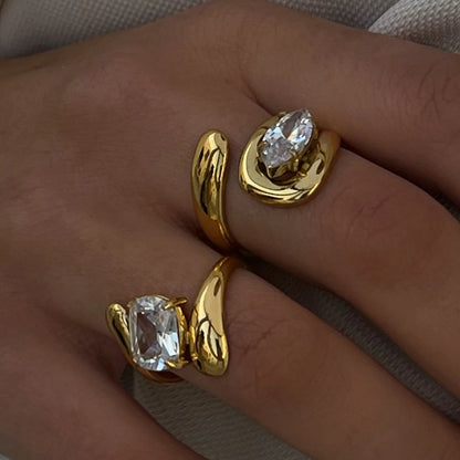 Stainless Steel Water Drop Shaped Zircon Ring - TopTrendingCart.com
